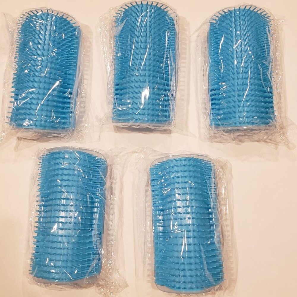 5 Pack Tall Style Cat Corner Combs Self Groomer Full Body Brushes Sky Blue